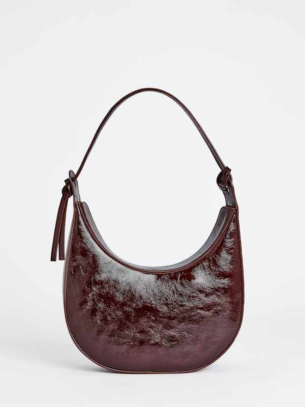 Medium Rosetta Shoulder Bag - Rum Raisin Crinkle Patent